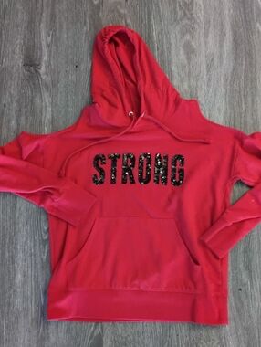 New York & Co Strong Women’s Size Medium red Pullover hoodie cold shoulder